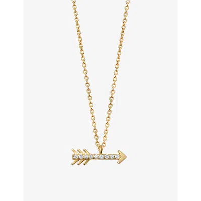 Astley Clarke Arrow 14ct Yellow-gold And 0.055ct Lab-grown Diamond Pendant Necklace In Solid Yellow Gold