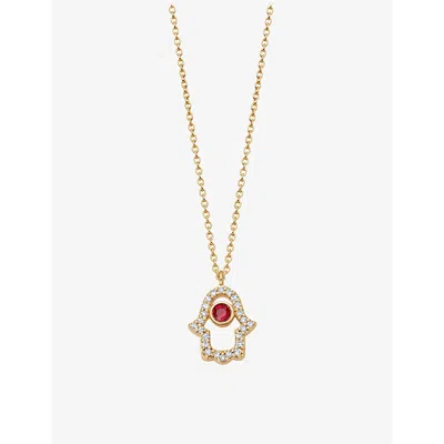 Astley Clarke Womens Solid Yellow Gold Biography Hamsa-hand Ruby And Sapphire 14ct Yellow-gold Neckl