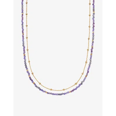 Astley Clarke Womens Yellow Gold Vermeil Biography Multi-gemstone 18ct Gold Vermeil Necklace