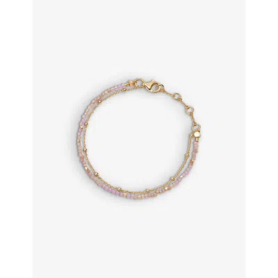 Astley Clarke Womens Yellow Gold Vermeil Biography Pink Chalcedony And Rhodochrosite 18ct Gold-verme