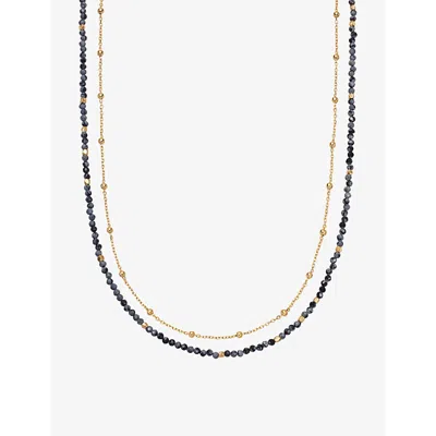 Astley Clarke Womens Yellow Gold Vermeil Biography Snowflake-obsidian 18ct Gold Vermeil Necklace