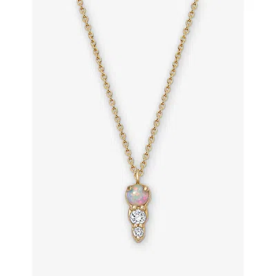 Astley Clarke Womens  18ct Yellow Gold, Opal And 0.055ct Lab-grown Diamond Necklac