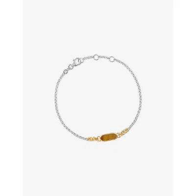 Astley Clarke Womens  X Laura Jackson Bar 18ct Yellow Gold-plated 925 Sterling-silver And Tiger's Eye In Metallic