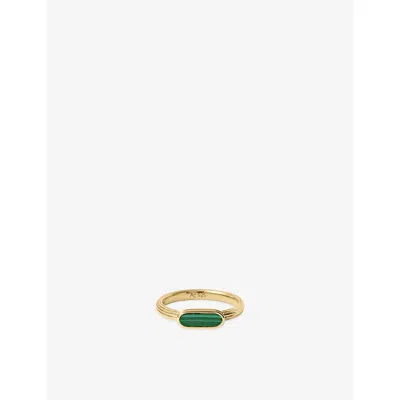 Astley Clarke Womens  X Laura Jackson Ridged 18ct Yellow Gold-plated 925 Sterling-silver And Malachit In Multi
