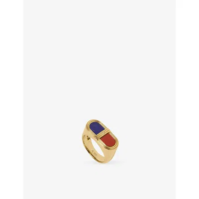 Astley Clarke Womens  X Laura Jackson Signet 18ct Yellow Gold-plated 925 Sterling-silver, Lapis And R In Multi
