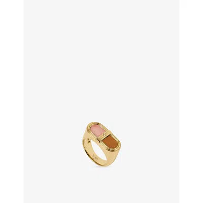 Astley Clarke Womens  X Laura Jackson Signet 18ct Yellow Gold-plated Sterling-silver, Tiger's Eye, Rh