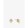 Astley Clarke Womens Atomic 14ct Yellow-gold And 0.2ct Lab-grown Diamond Stud Earrings