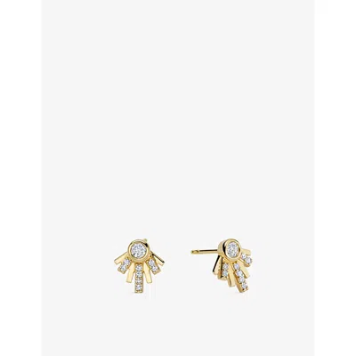 Astley Clarke Womens Atomic 14ct Yellow-gold And 0.2ct Lab-grown Diamond Stud Earrings