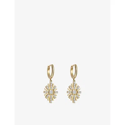 Astley Clarke Womens Atomic 14ct Yellow-gold And 0.44ct Lab-grown Diamond Drop Earrings