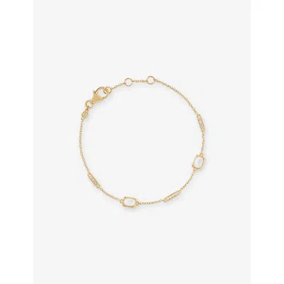 Astley Clarke Womens Aurora Ridge 18ct Yellow Gold Vermeil, Mother-of-pearl And White Sapphire Station Bracelet