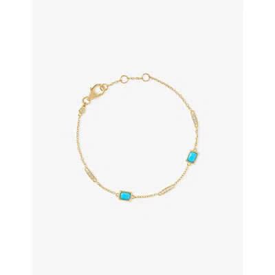 Astley Clarke Womens Aurora Ridge 18ct Yellow Gold Vermeil, Turquoise And White Sapphire Station Bracelet