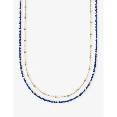 Astley Clarke Womens Biography 18ct Yellow Gold Vermeil And Lapis Lazuli Double Strand Beaded Necklac In Blue