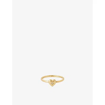 Astley Clarke Womens  Biography Heart 18ct Yellow Gold Vermeil And White Sapphire Ring