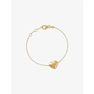 Astley Clarke Womens  Biography Heart Locket 18ct Yellow Gold Vermeil And White Sapphire Bracelet