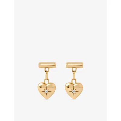 Astley Clarke Womens  Biography Heart Stud 18ct Yellow Gold Vermeil And White Sapphire Drop Earrings