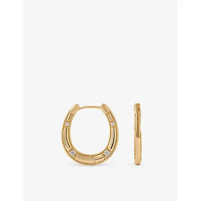Astley Clarke Womens  Biography Horseshoe 18ct Yellow Gold Vermeil And White Sapphire Hoop Earrings
