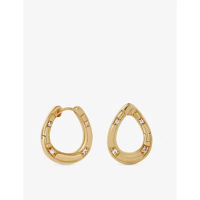 Astley Clarke Womens  Biography Horseshoe Twist 18ct Yellow Gold Vermeil And White Sapphire Hoop Earr