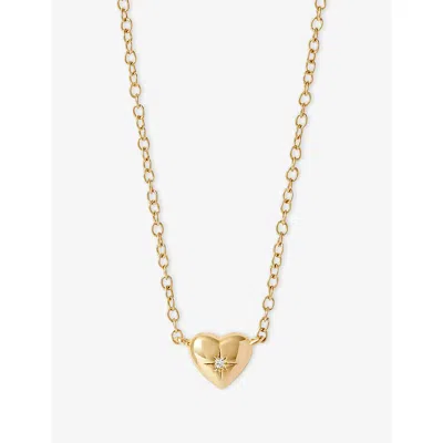 Astley Clarke Womens  Biography Mini Heart 18ct Yellow Gold Vermeil And White Sapphire Necklac