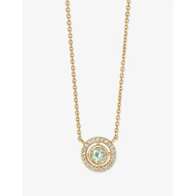 Astley Clarke Womens Birthstone 14ct Yellow Gold, Aquamarine And 0.08ct Lab-grown Diamond Pendant Necklac