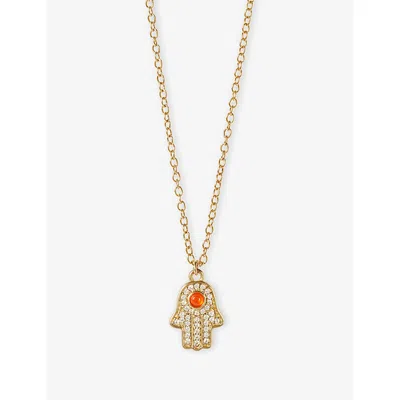Astley Clarke Womens Celestial Hamsa Hand 18ct Yellow Gold Vermeil, Carnelian And White Sapphire Pendant Necklac
