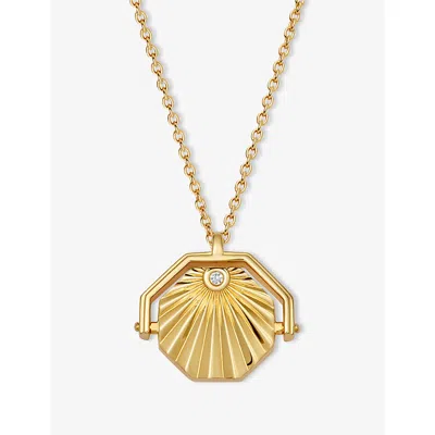 Astley Clarke Womens Celstial Sunrise Spinner 18ct Yellow Gold Vermeil Locket Necklac
