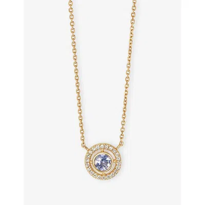 Astley Clarke Womens December Birthstone 14ct Yellow Gold, Tanzanite And 0.08ct Lab-grown Diamond Pendant Necklac