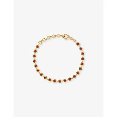 Astley Clarke Womens  Deco 18ct Yellow Gold Vermeil And Red Garnet Tennis Bracelet