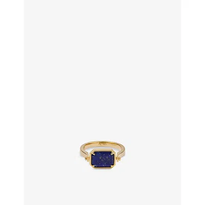 Astley Clarke Womens Deco 18ct Yellow Gold Vermeil, Lapis And Malachite Ring
