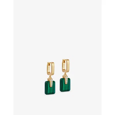 Astley Clarke Womens Deco 18ct Yellow Gold Vermeil, Malachite And Sapphire Drop Earrings