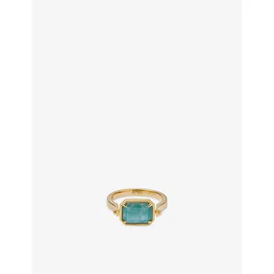 Astley Clarke Womens Deco 18ct Yellow Gold Vermeil, Mother-of-pearl And Amazonite Ring