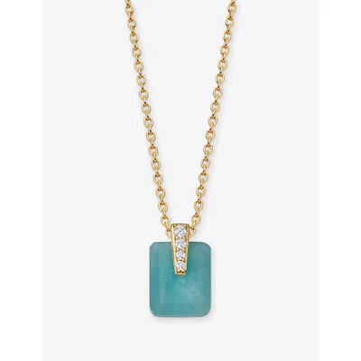 Astley Clarke Womens Deco 18ct Yellow Gold Vermeil, Sapphire And Amazonite Pendant Necklac