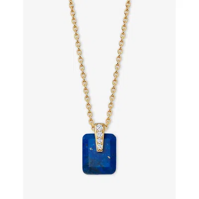 Astley Clarke Womens Deco 18ct Yellow Gold Vermeil, Sapphire And Lapis Pendant Necklac