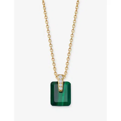 Astley Clarke Womens Deco 18ct Yellow Gold Vermeil, Sapphire And Malachite Pendant Necklac