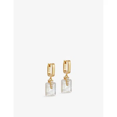 Astley Clarke Womens Deco 18ct Yellow Gold Vermeil, Sapphire And Mother-of-pearl Drop Huggie Earrings