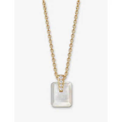 Astley Clarke Womens Deco 18ct Yellow Gold Vermeil, Sapphire And Mother-of-pearl Pendant Necklac