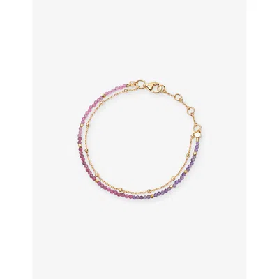 Astley Clarke Womens Fine Biography 18ct Yellow Gold Vermeil, Amethyst And Pink Tourmaline Bracelet