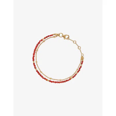 Astley Clarke Womens  Fine Biography 18ct Yellow Gold Vermeil And Red Carnelian Bracelet In Multi
