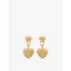 Astley Clarke Womens Gold Biography Double Heart 18ct Yellow-gold Vermeil Plated 925 Sterling Silver And Sapphire 