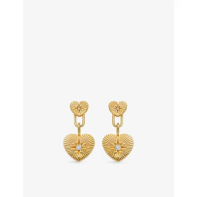 Astley Clarke Womens Gold Biography Double Heart 18ct Yellow-gold Vermeil Plated 925 Sterling Silver And Sapphire 