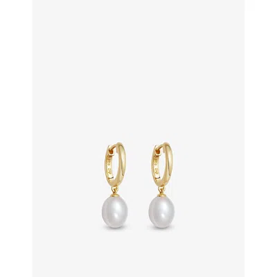 Astley Clarke Womens Gold Celestial 18ct Yellow Gold Vermeil And Pearl Drop Earrings