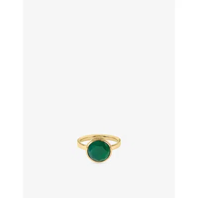 Astley Clarke Womens Gold Large Luna 18ct Yellow-gold Plated Sterling-silver And Green Agate Ring Yellow Gold Plat In Yellow Gold Plated