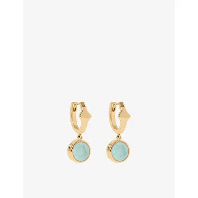 Astley Clarke Womens Gold Luna 18ct Yellow-gold Plated Sterling-silver And Aqua Quartzite Huggie Earrings Yellow G In Yellow Gold Plated