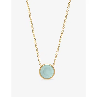 Astley Clarke Womens Gold Luna 18ct Yellow-gold Plated Sterling-silver And Aqua Quartzite Pendant Necklace Yellow  In Yellow Gold Plated