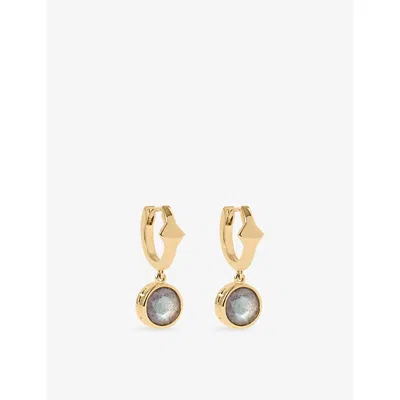 Astley Clarke Womens Gold Luna 18ct Yellow-gold Plated Sterling-silver And Labradorite Huggie Earrings Yellow Gold In Yellow Gold Plated