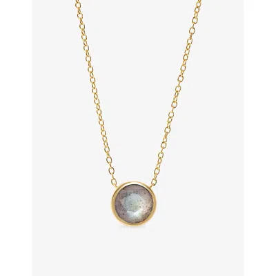 Astley Clarke Womens Gold Luna 18ct Yellow-gold Plated Sterling-silver And Labradorite Pendant Necklace Yellow Gol In Yellow Gold Plated