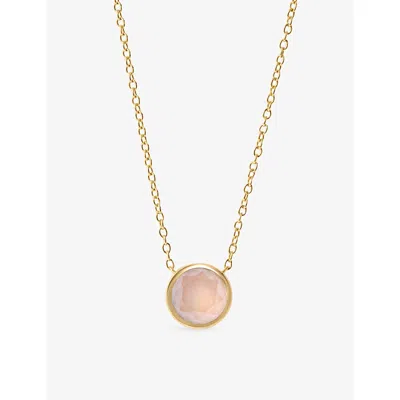 Astley Clarke Womens Gold Luna 18ct Yellow-gold Plated Sterling-silver And Pink Quartzite Pendant Necklace Yellow  In Yellow Gold Plated