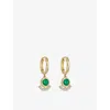 Astley Clarke Womens Halo 18ct Yellow Gold, Lab-grown Emerald And 0.055ct Lab-grown Diamond Hoops Earrings In Gold