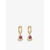 Astley Clarke Womens Halo 18ct Yellow Gold, Lab-grown Ruby And 0.055ct Lab-grown Diamond Hoops Earrings In Gold