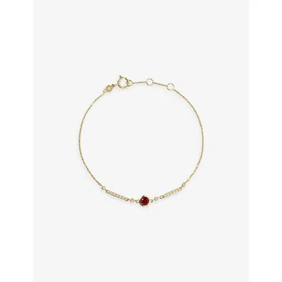 Astley Clarke Womens Interstellar Solitaire 14ct Yellow-gold And 0.165ct Lab-grown Diamond And Ruby Bracelet
