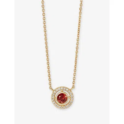 Astley Clarke Womens January Birthstone 14ct Yellow Gold, Red Garnet And 0.08ct Lab-grown Diamond Pendant Necklac